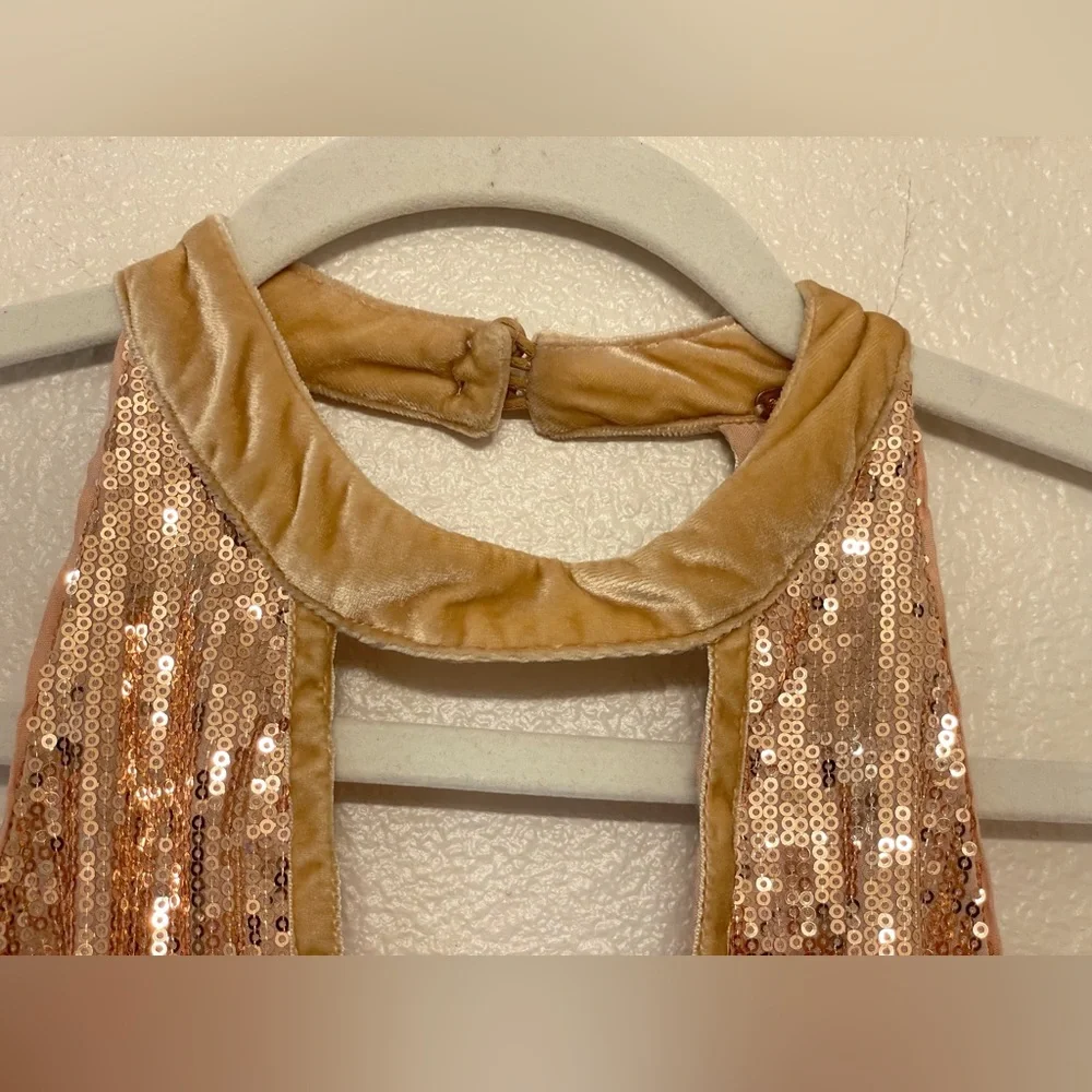Free People‎ Film Noir Sequin Mini Halter Dress in Rose Gold Size 6 - Picture 5 of 11